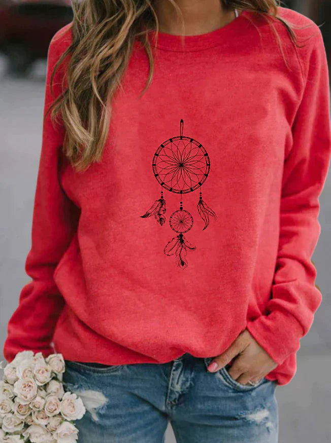 Women's floral round neck sweatshirt