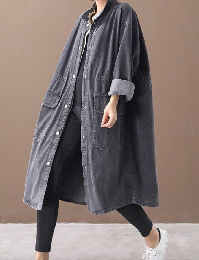 Women's korean style retro single breasted denim jacket
