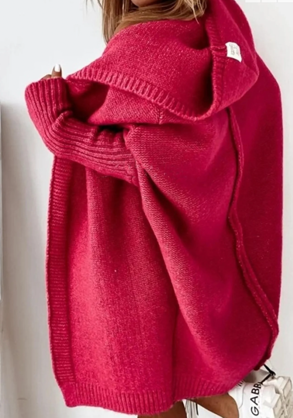 Women's casual bat sleeve hooded knitted cardigan sweater