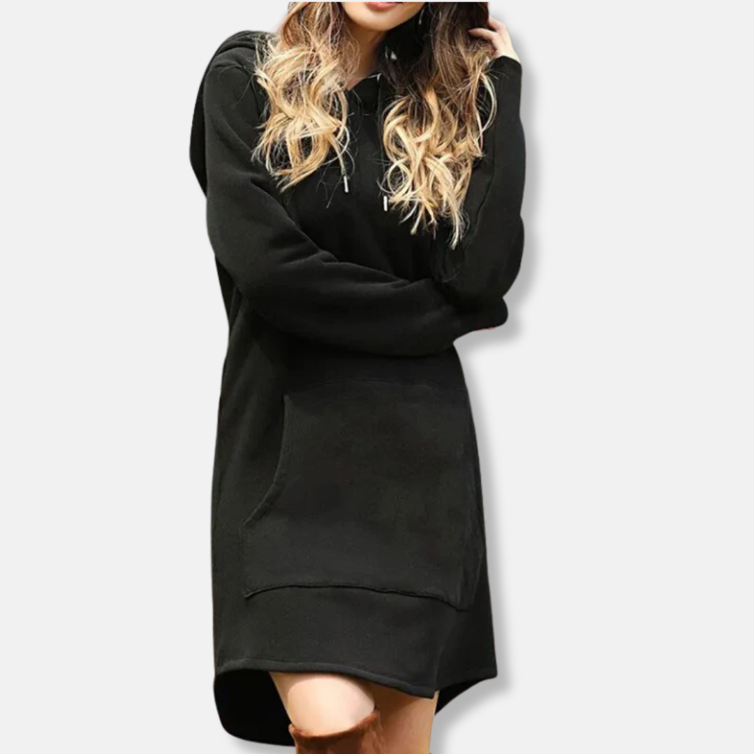 Relaxed Cotton Blend Hoodie Dress