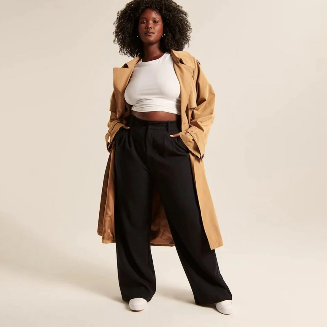 Women's high waist wide leg drape pants