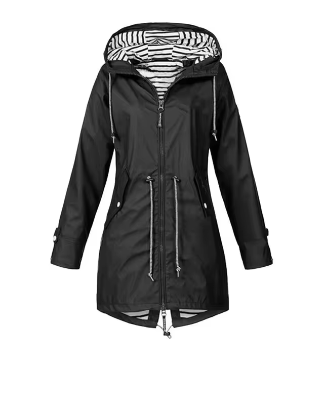 Women's waterproof hooded raincoat