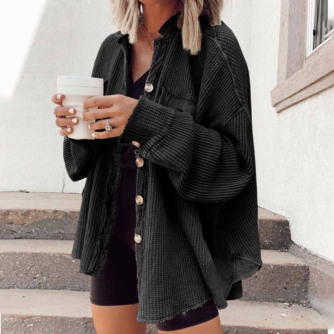 Women's casual lapel splicing irregular shirt jacket multi-color