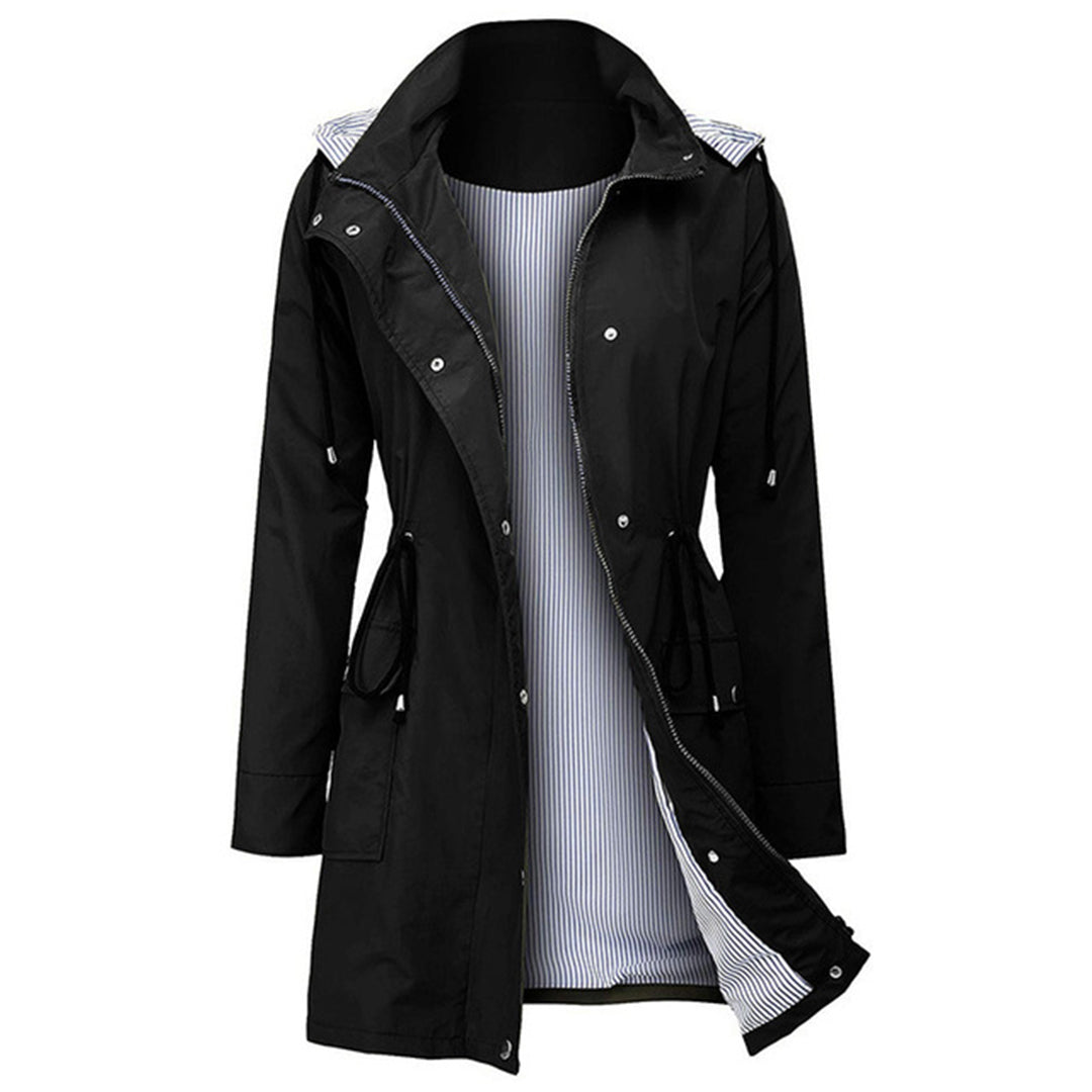 Women's windbreaker rainproof jacket hooded waist