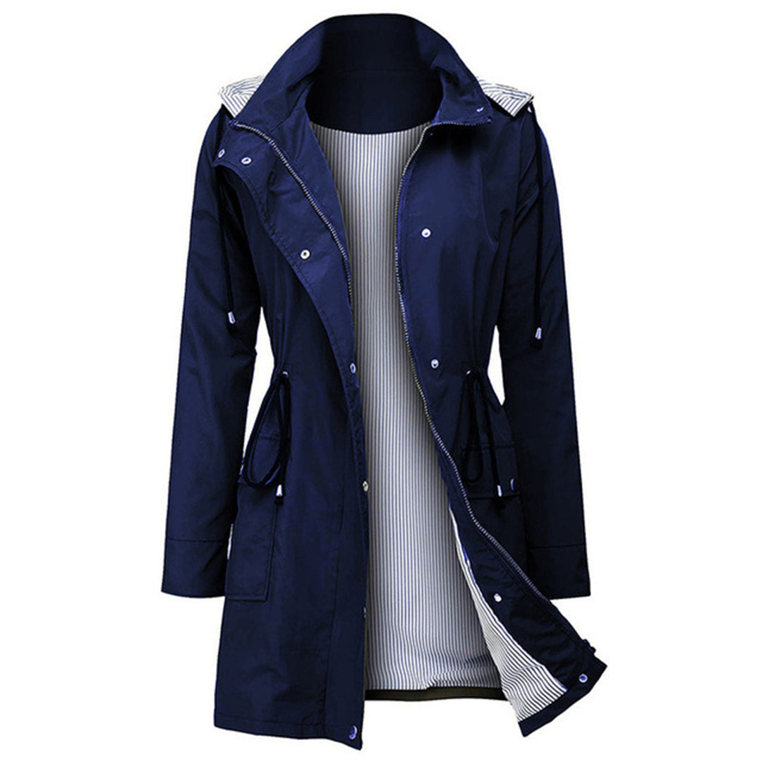 Women's windbreaker rainproof jacket hooded waist