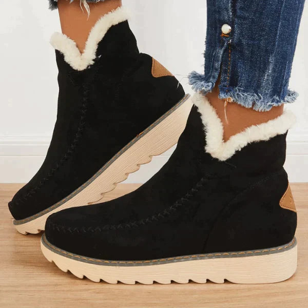 Women's fur cotton-lined boots