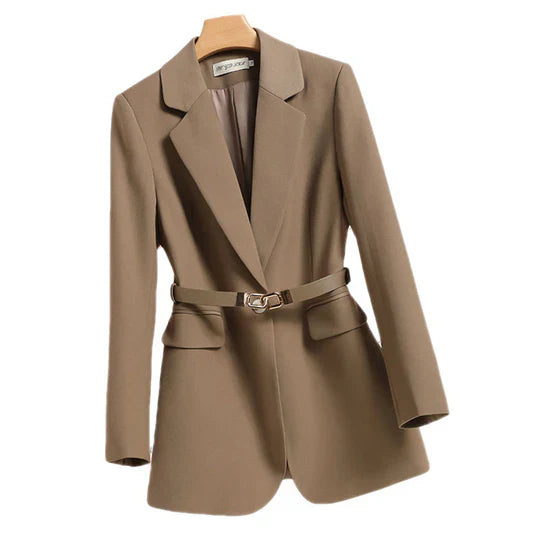 Women’s Blazer - Tailored Fit - Notch Lapel - Belted Waist - Structured Silhouette