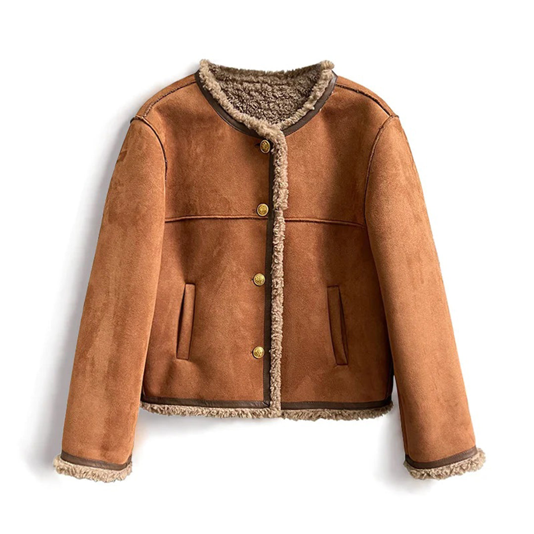 Women's button-up cozy winter coat