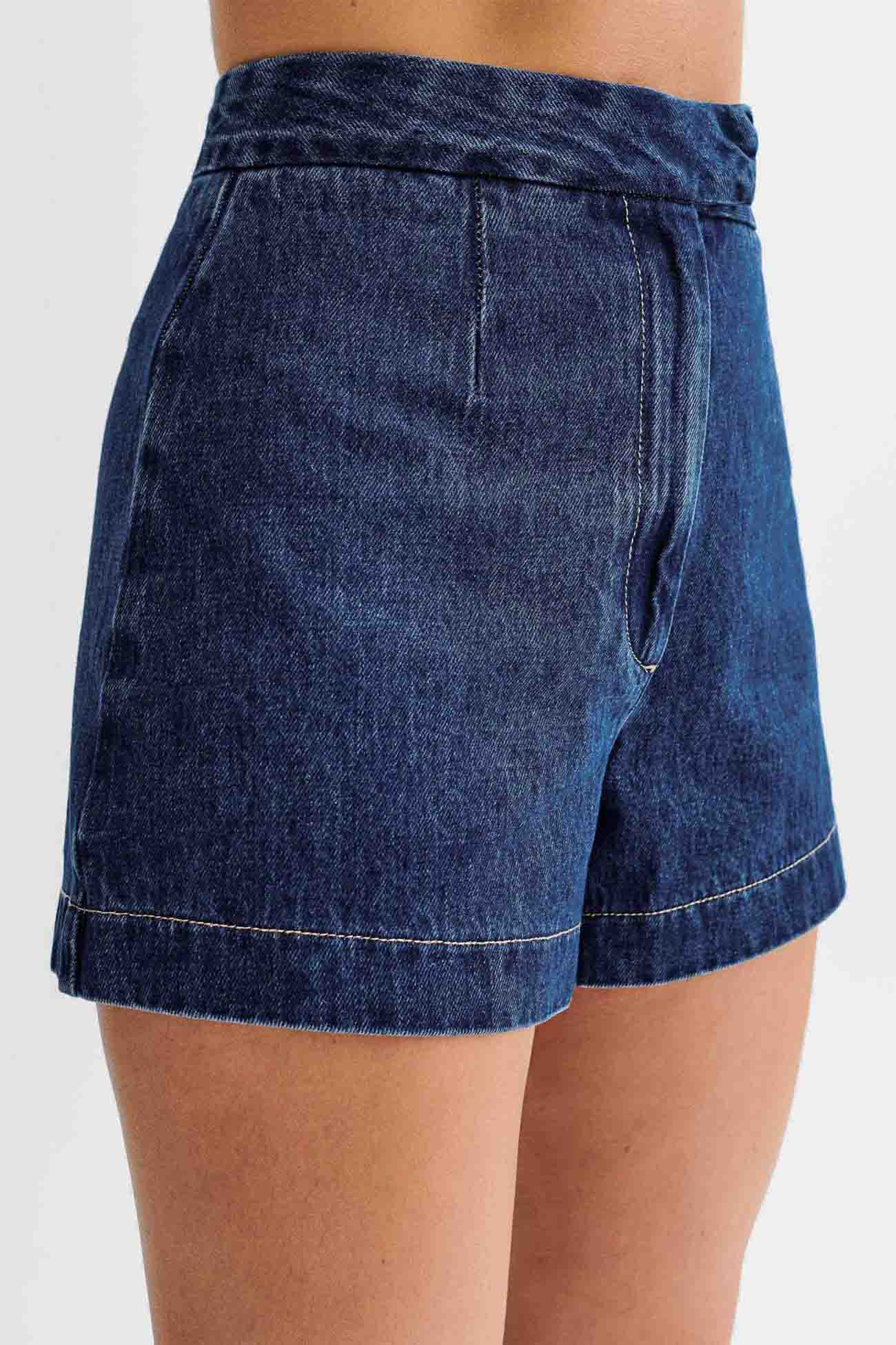 Women's button-down tank top and shorts denim set