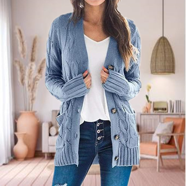 Women's cable knit long cardigan sweater