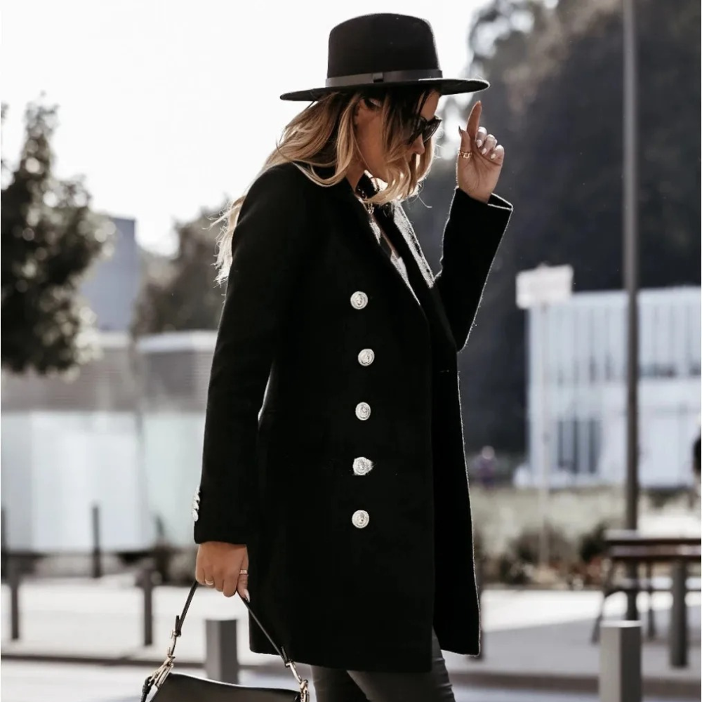 Women's long sleeve lapel double breasted trench coat