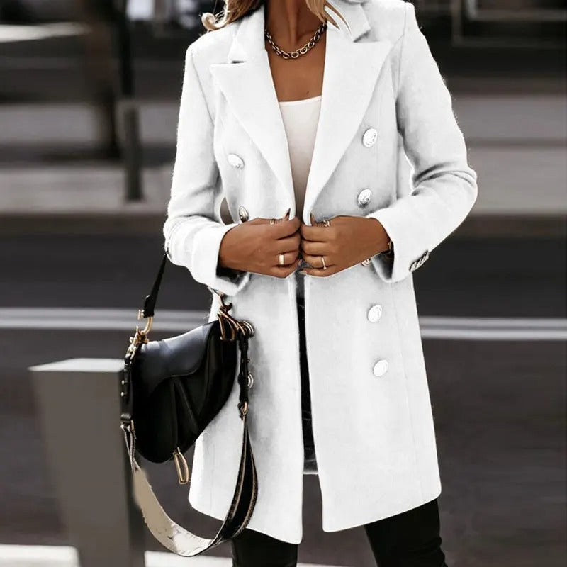 Women's long sleeve lapel double breasted trench coat
