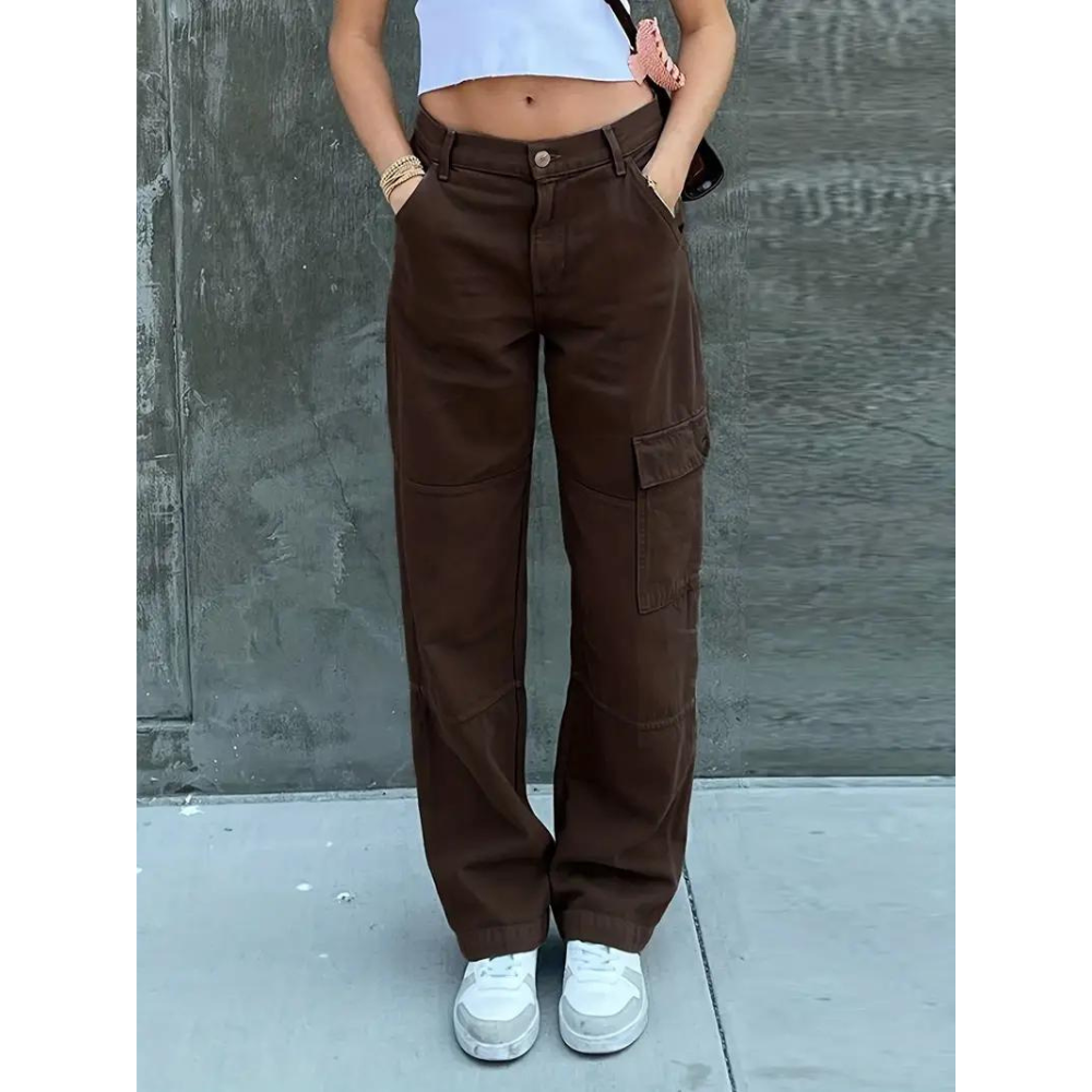 High waist slim fit loose straight jeans for women