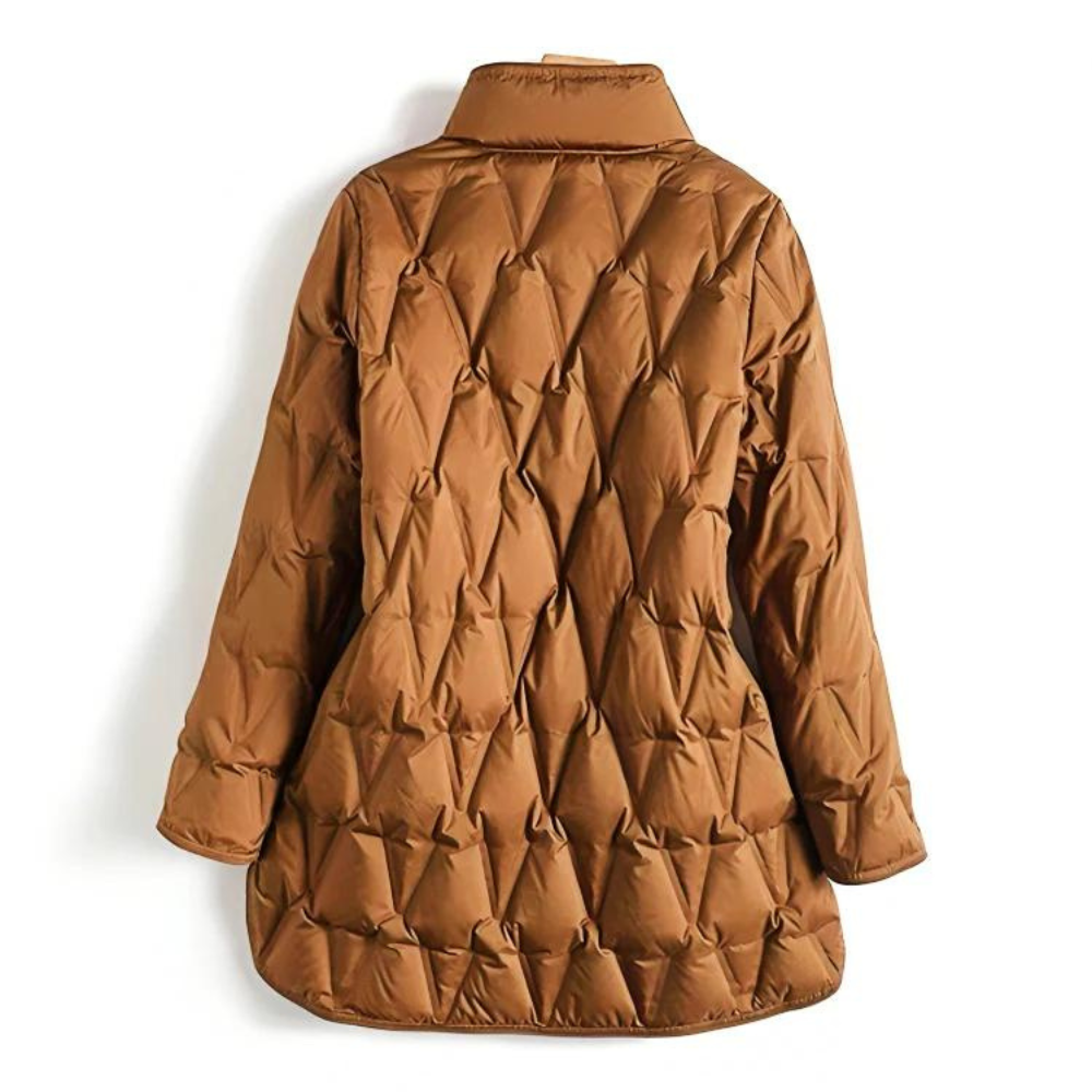 Women's medium long light two-sided white duck down jacket