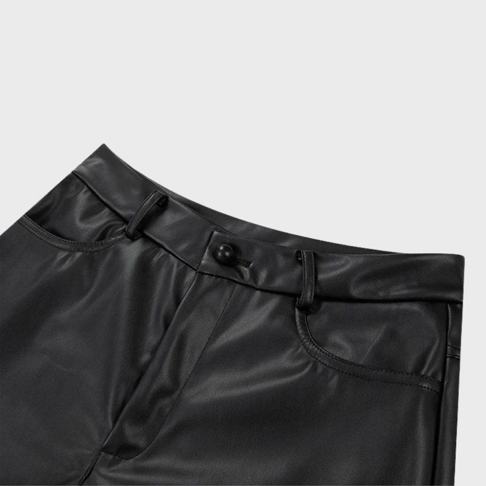 Women's high waist leather trousers