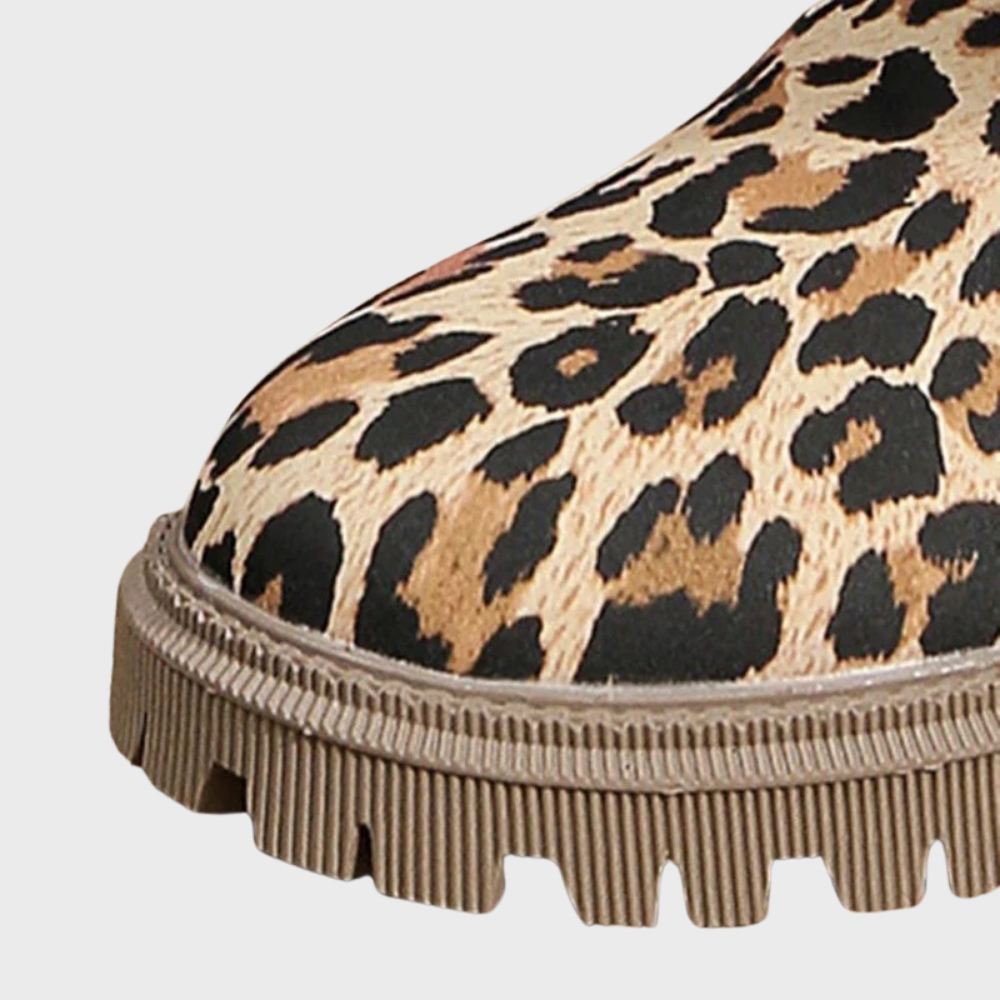 Women's leopard print flat short boots