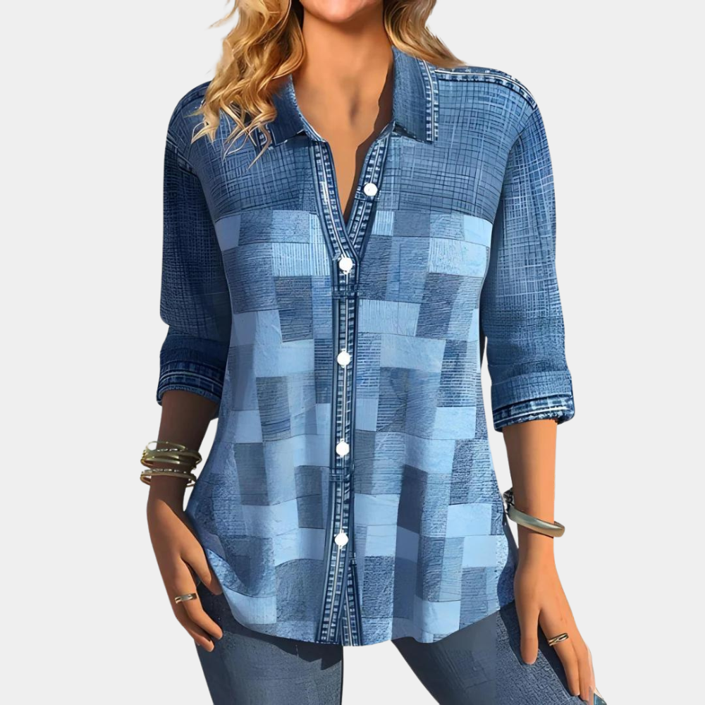 Contrast Stitching Loose Long-Sleeved Shirt