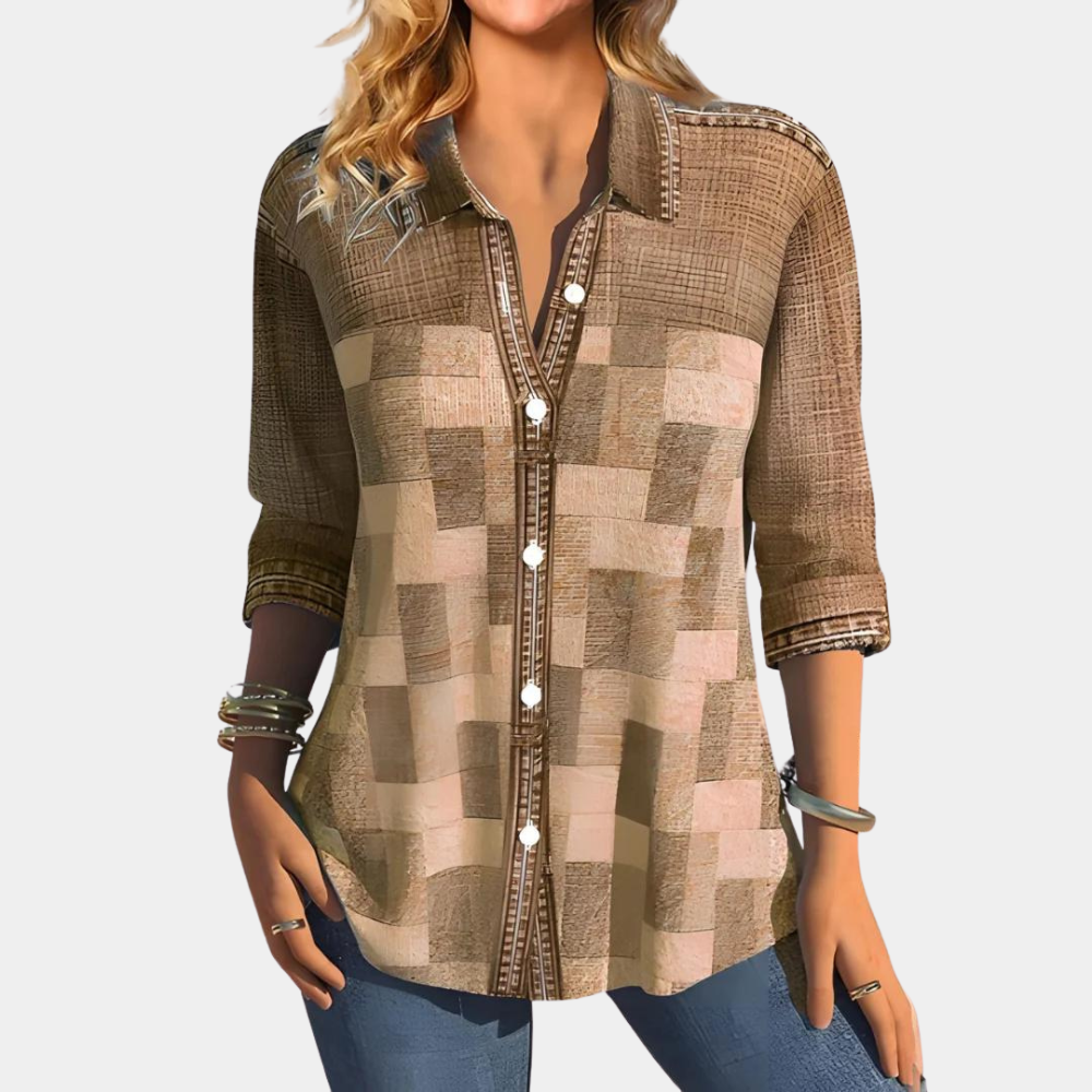 Contrast Stitching Loose Long-Sleeved Shirt