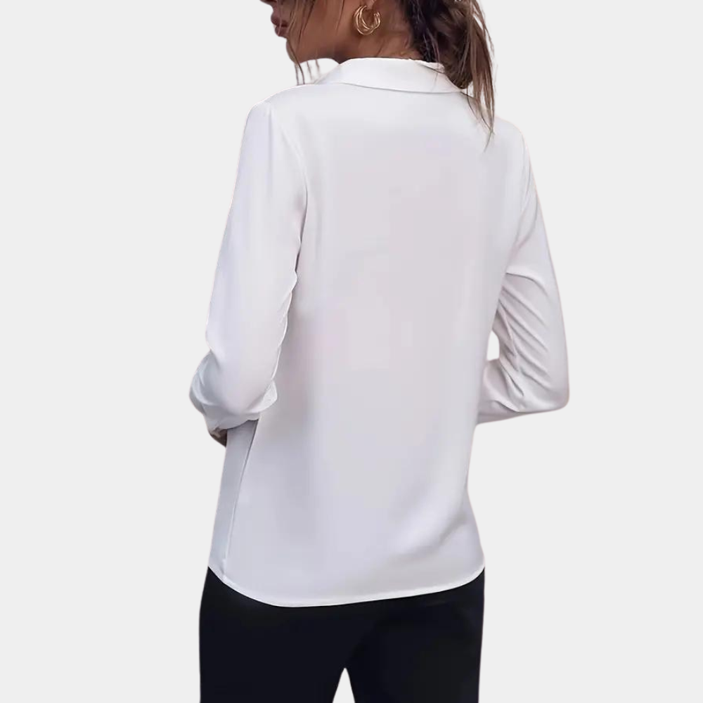 Women's Button-Up Blouse - Tailored Fit - Long Sleeve - Formal Collared Design