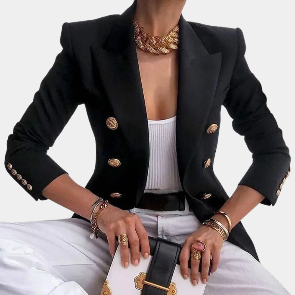 Women's solid color fashion short jacket suit