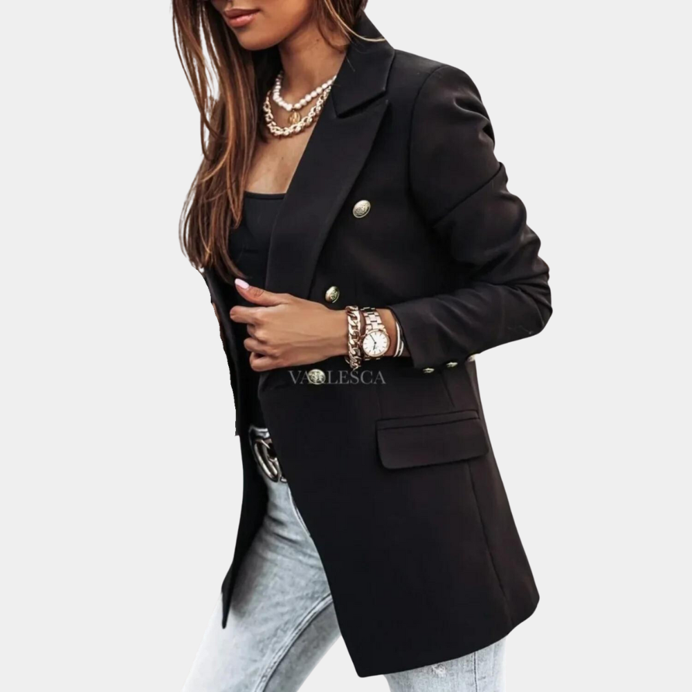 Women's long-sleeved double-breasted jacket