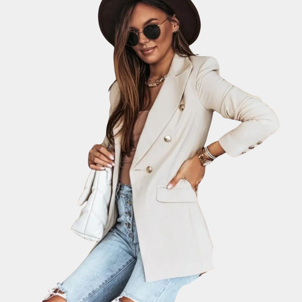 Women's long-sleeved double-breasted jacket