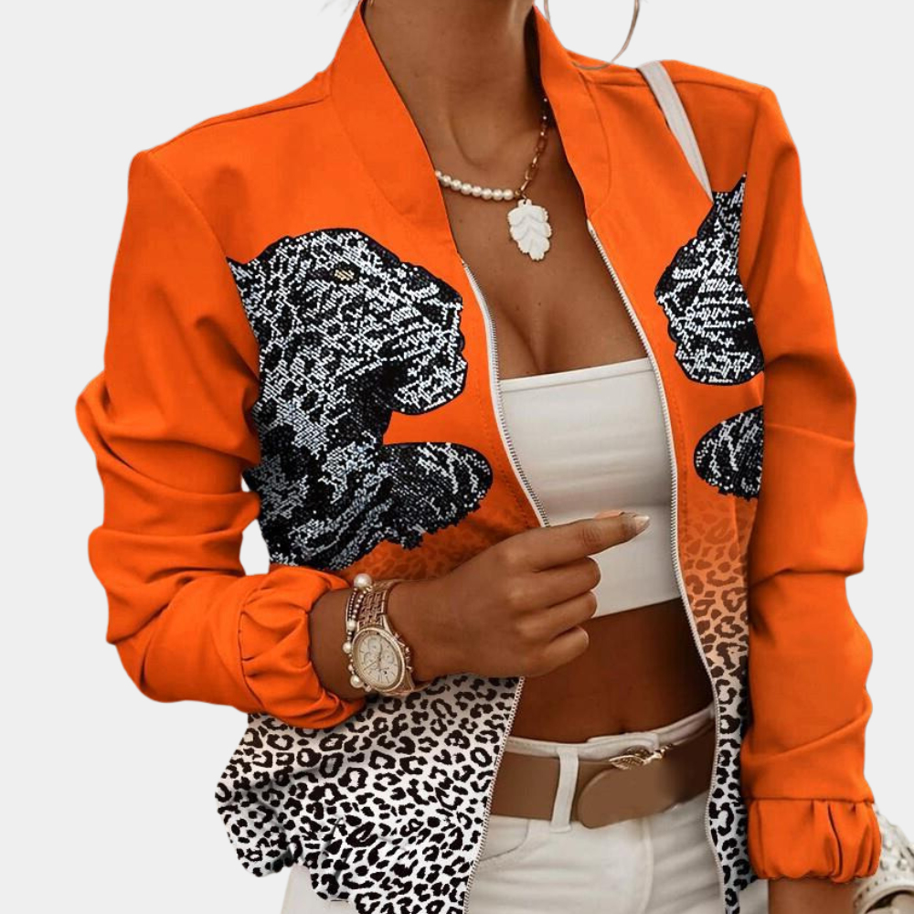 Women’s Bomber Jacket - Floral Print - Zip Closure - Lightweight Casual Wear
