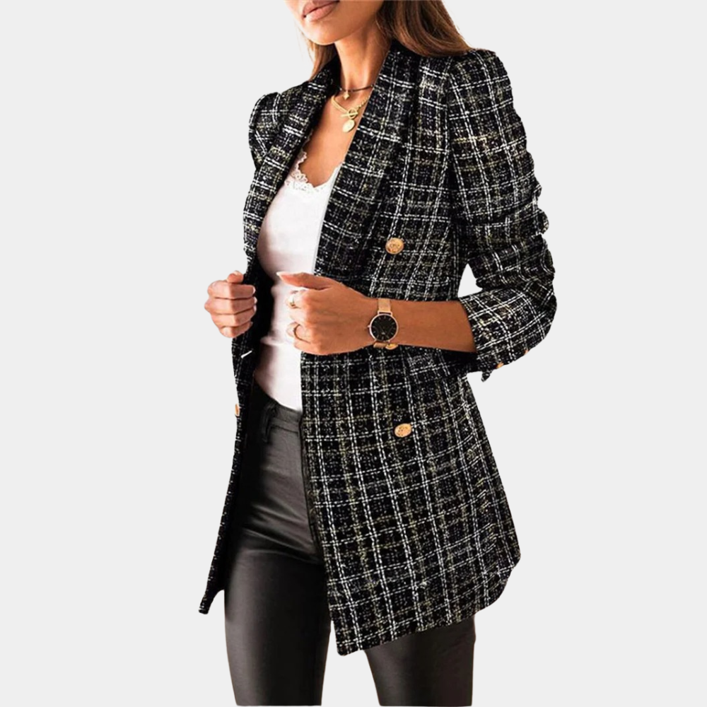 Women's long sleeve double-breasted open-front blazer