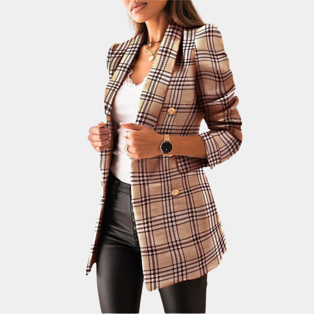Women's long sleeve double-breasted open-front blazer