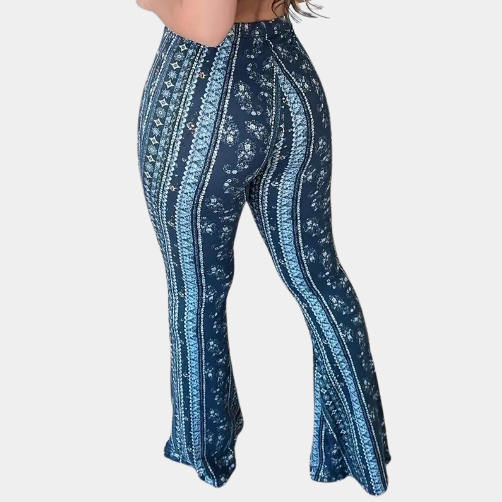 Women's boho high-waisted bell-bottom trousers