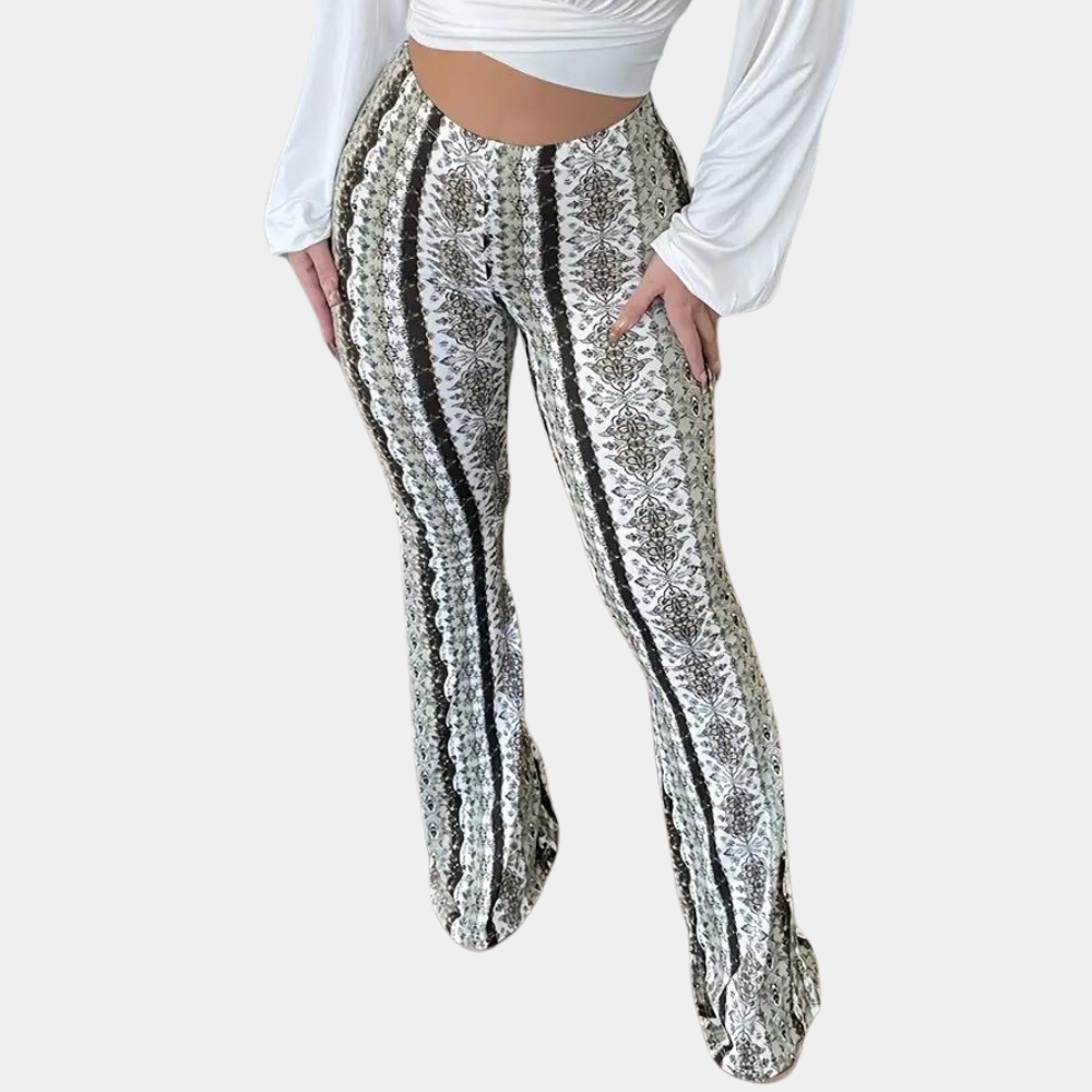 Women's boho high-waisted bell-bottom trousers