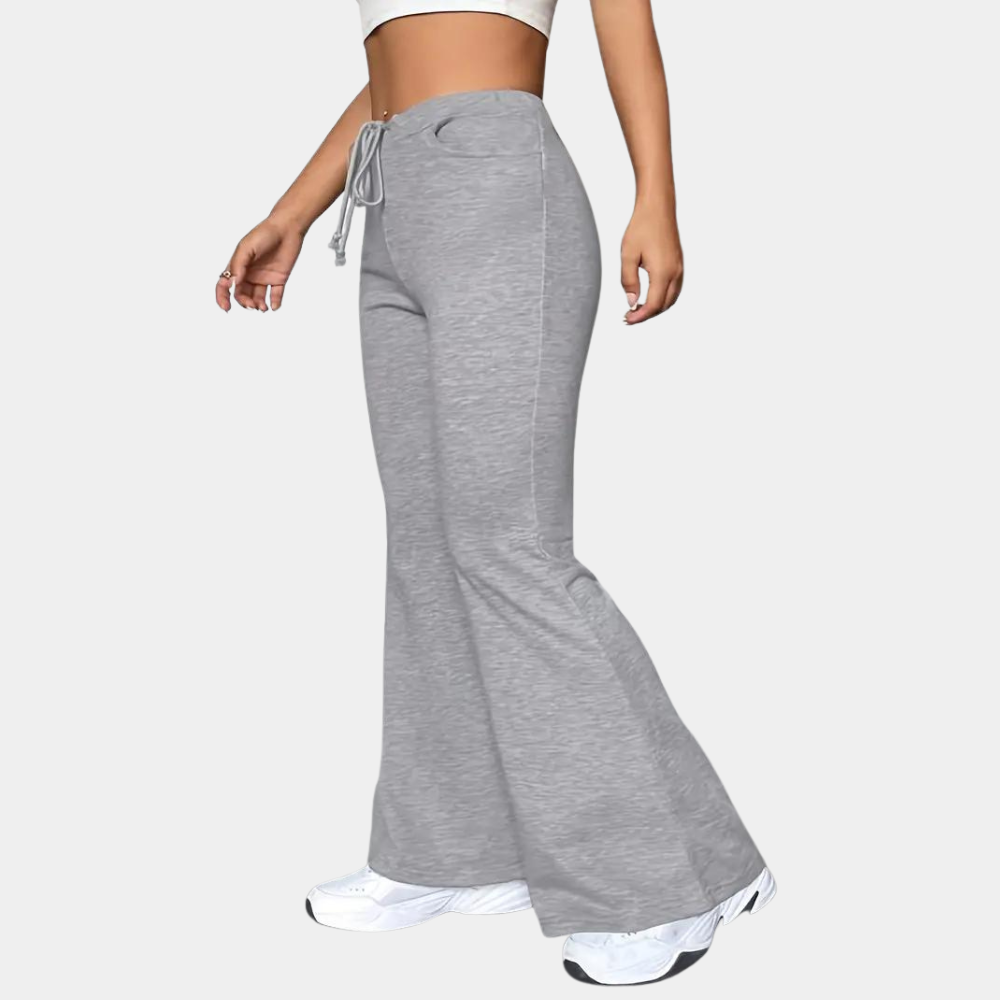 Women's mid-rise flared bell-bottom trousers