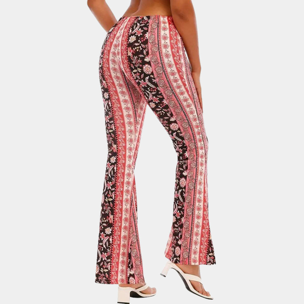 Multicolor printed wide leg flared pants for women