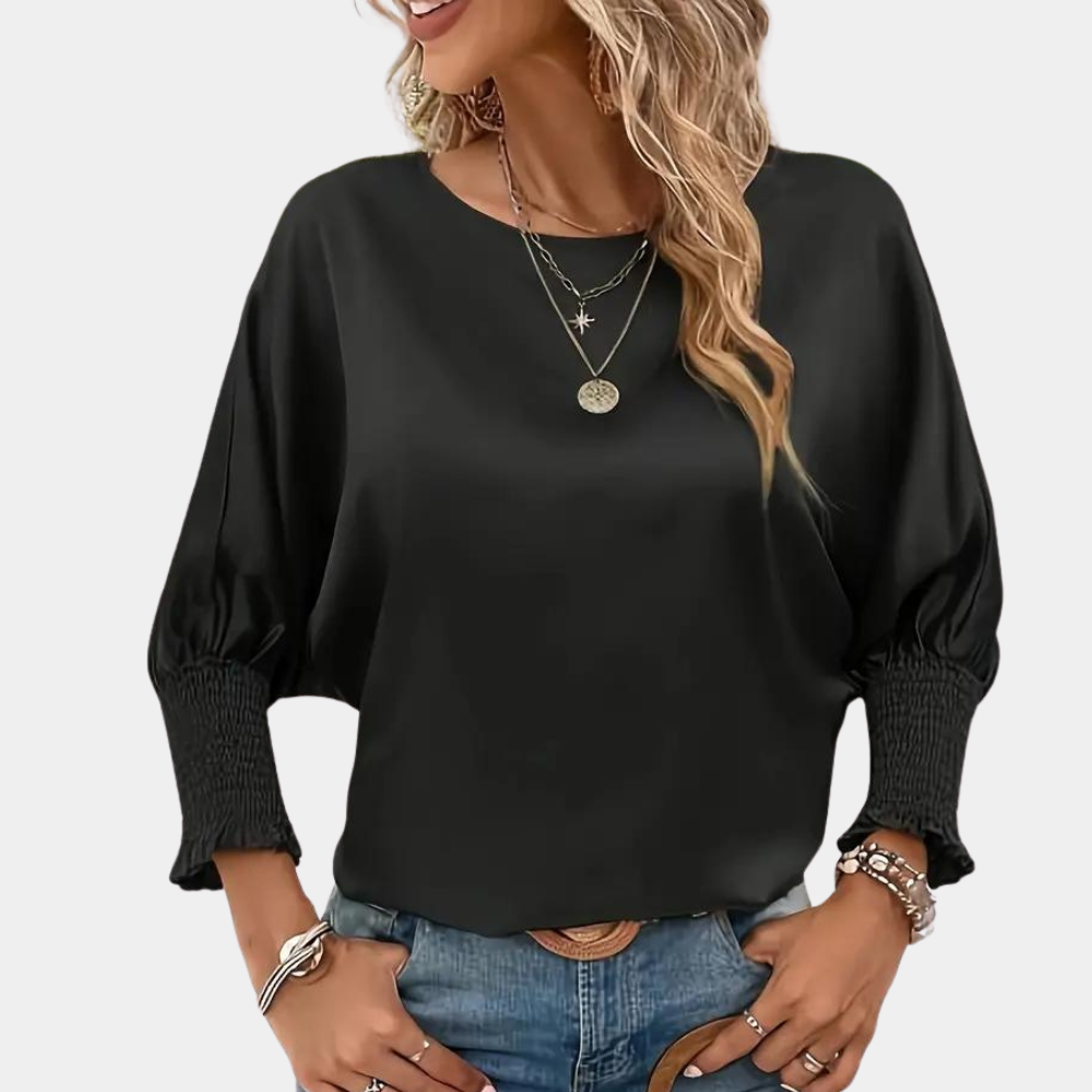 Women's solid color satin pullover shirt