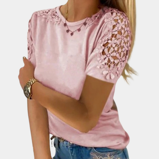 Crochet Lace Relaxed Fit Short-Sleeve Top