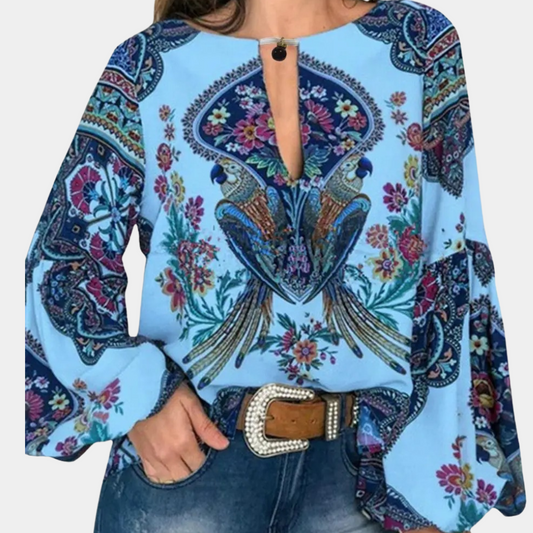 Floral Print Loose Fit Boho Blouse
