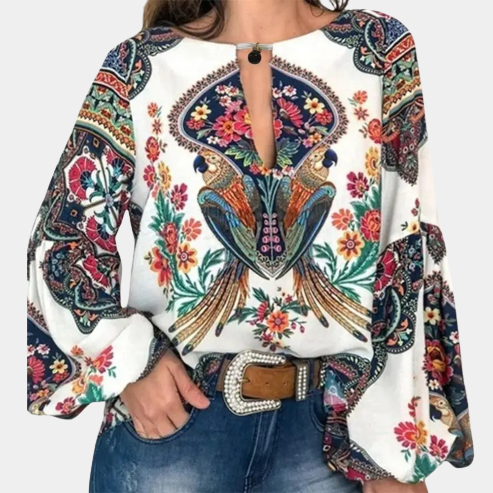 Floral Print Loose Fit Boho Blouse