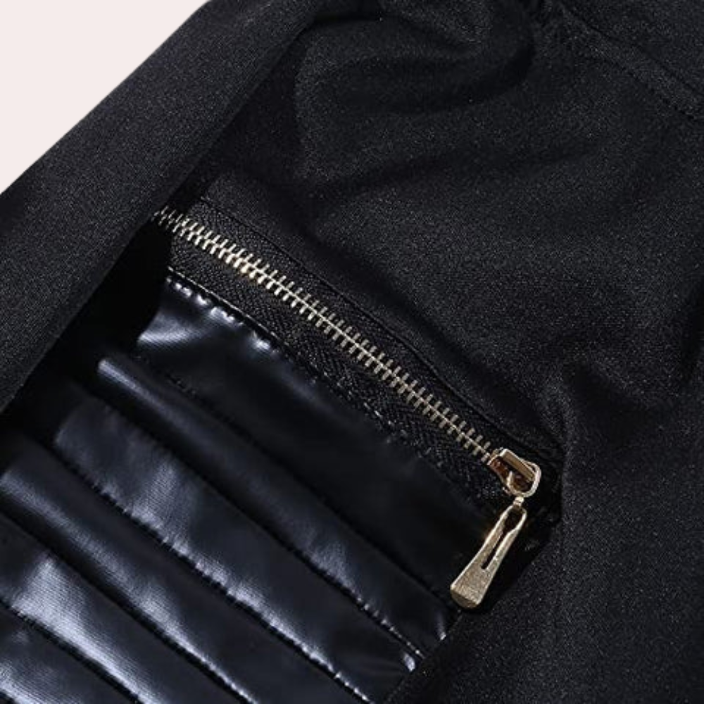 Women's high-waist skinny leather splicing trousers