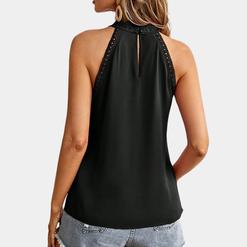 Women's Halter Top - Sleeveless Lace Detail - Lightweight Breathable Casual Fit
