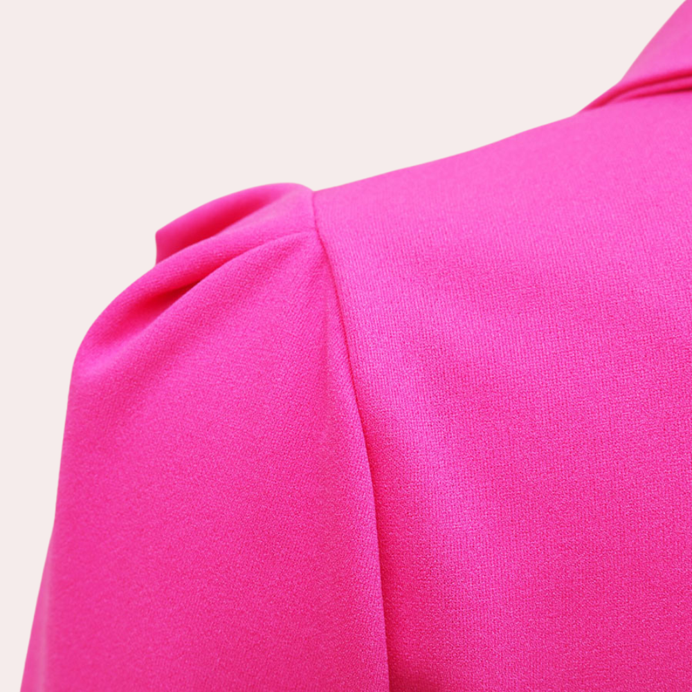 Women's Blazer Dress - Double-Breasted Tailored Fit - Belted Waist - 3/4 Sleeve Formal Wear