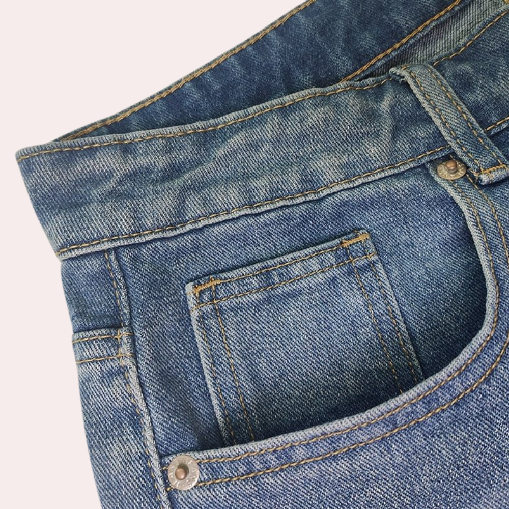 Women's mid-waist straight-leg denim pants