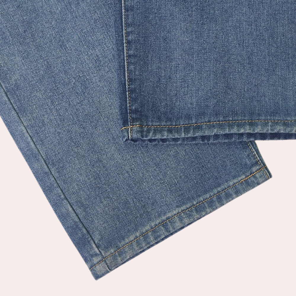 Women's mid-waist straight-leg denim pants