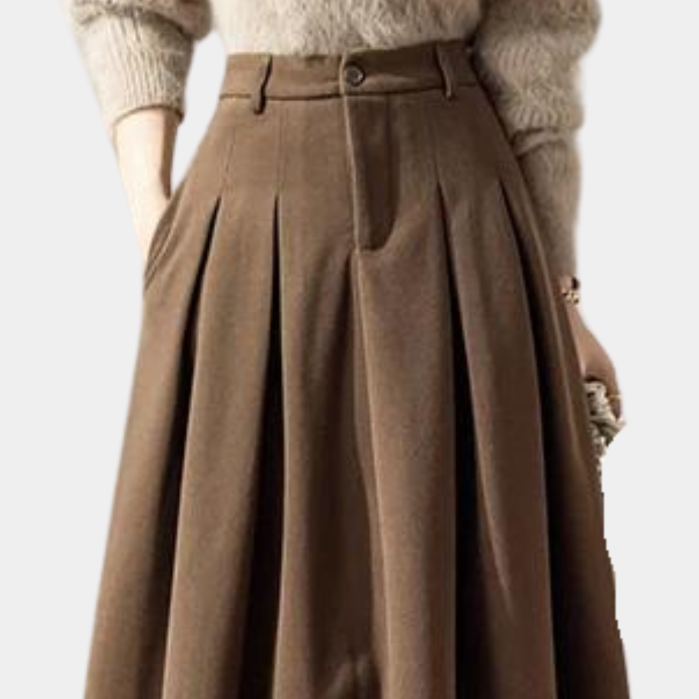 High-waisted pleated maxi skirt for women