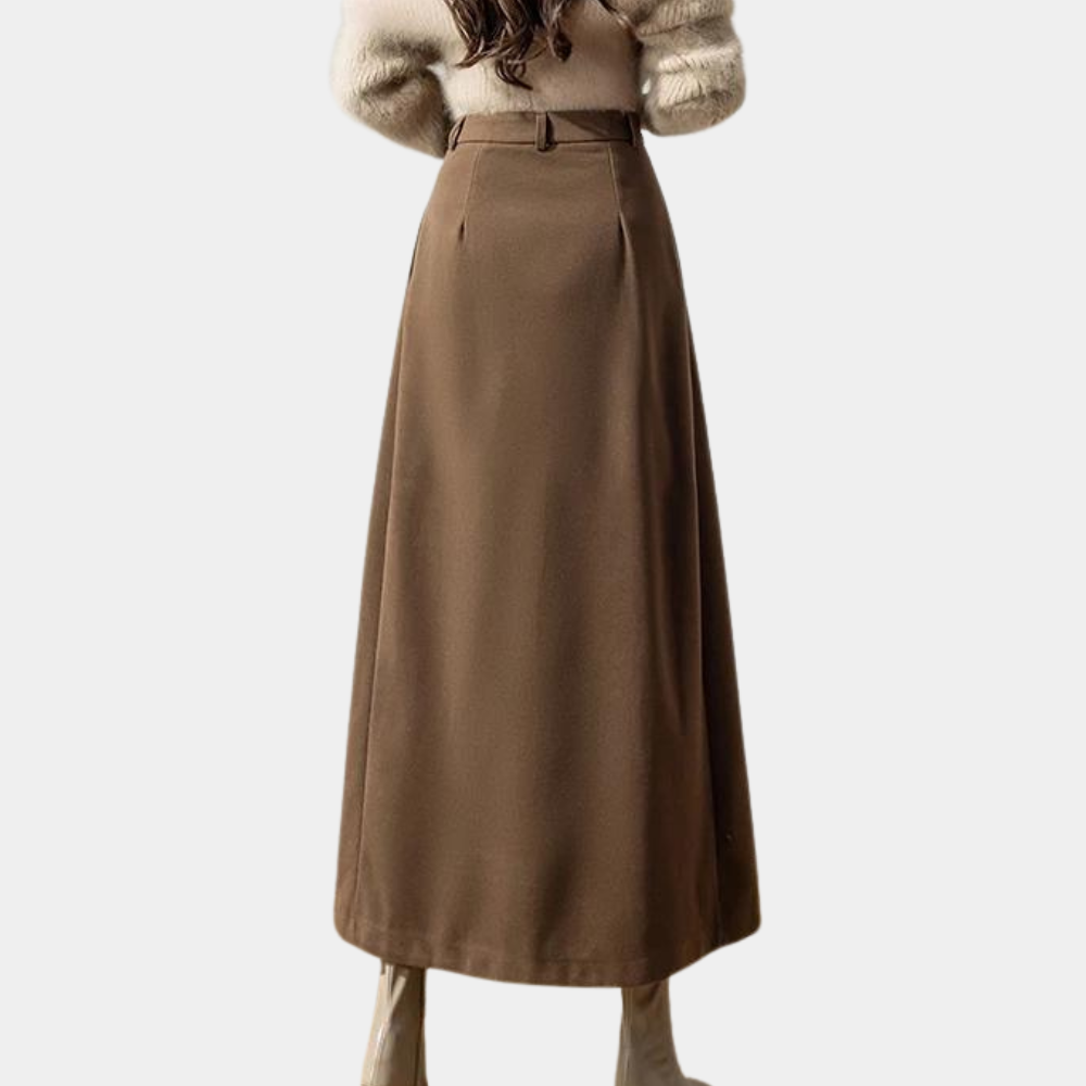 High-waisted pleated maxi skirt for women
