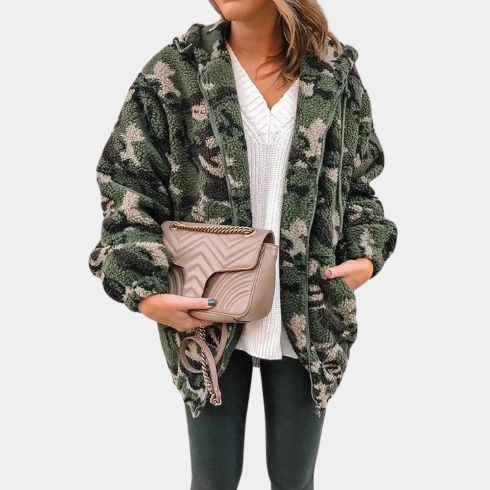 Women's Oversized Hooded Jacket - Plush Fleece - Zip-Up - Casual Warm Outerwear