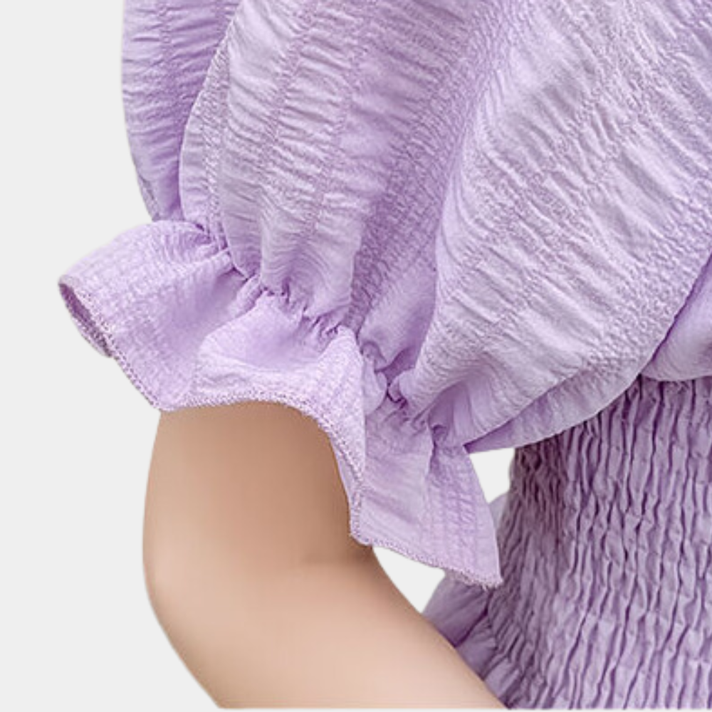 Smocked Off-Shoulder Puff Sleeve Blouse
