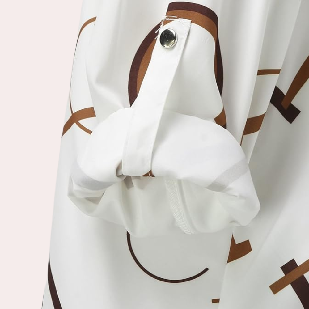 Women's Button-Up Blouse - Geometric Print - Classic Collar - Long Sleeve Casual Fit