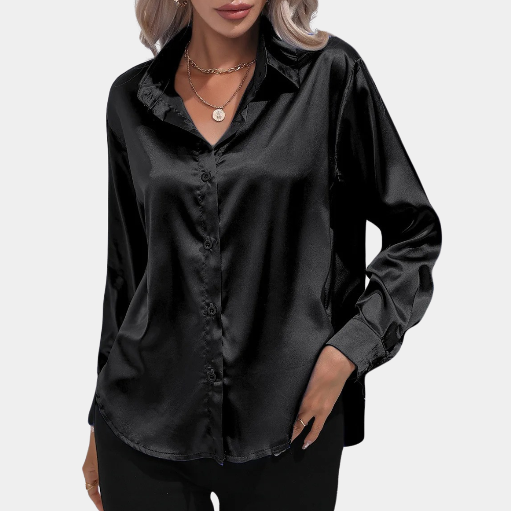 Shiny loose-fitting blouse for women