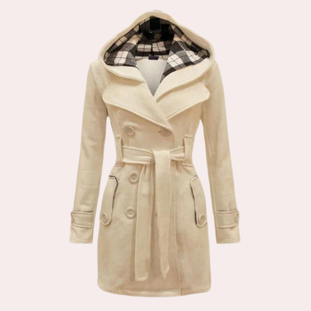 Women's checkered hooded coat