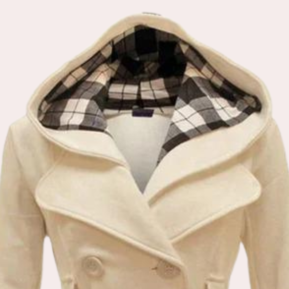 Women's checkered hooded coat